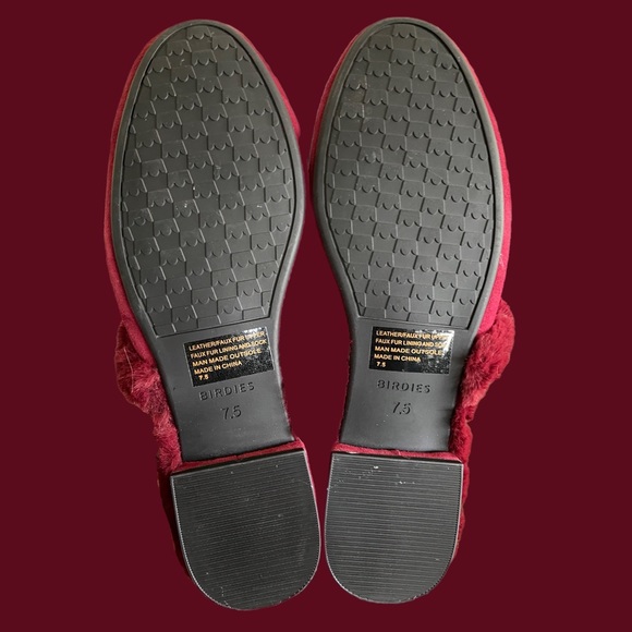 BIRDIES red merlot faux fur slippers size 7.5 The Songbird style - Picture 6 of 10